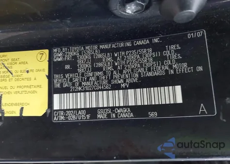 2007 Lexus Rx 350 from USA, damaged, VIN 2T2HK31U27C044562